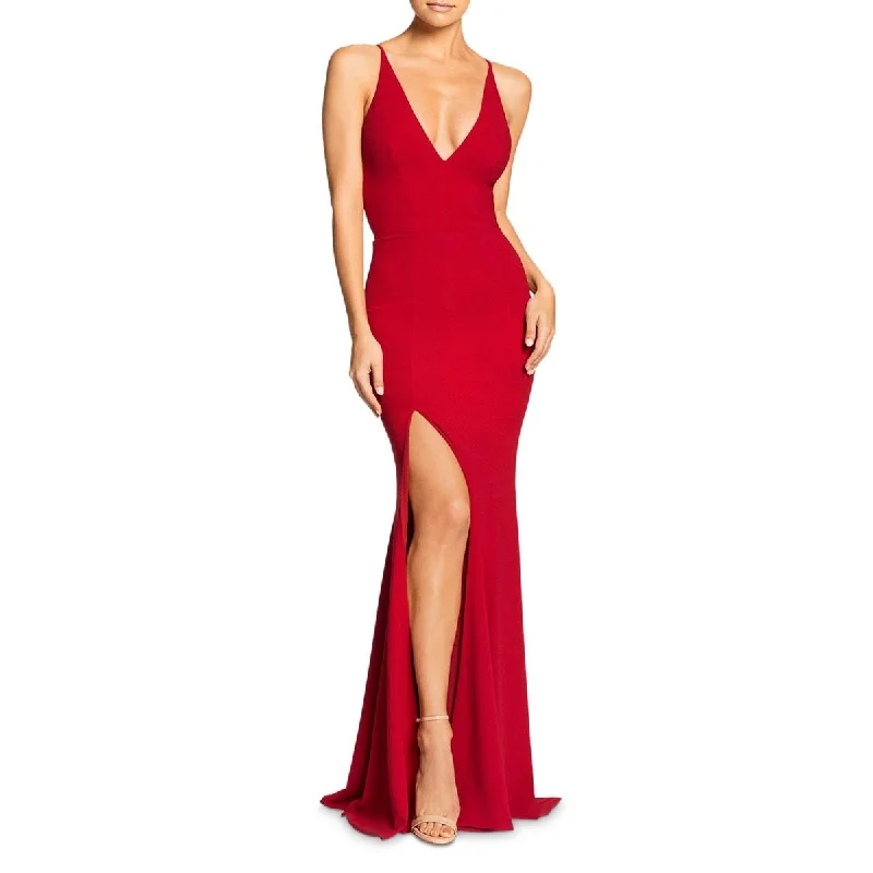 Dress The Population Womens Iris Plunging Split Hem Evening Dress Tunics Modern contemporary