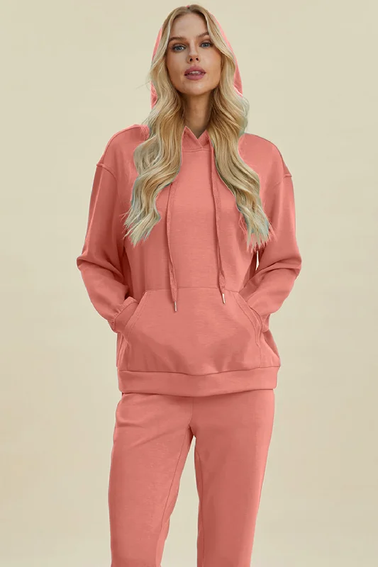 Drawstring Long Sleeve Hoodie with Kangaroo Pocket Hoodie with Reflective Safety Nightwear