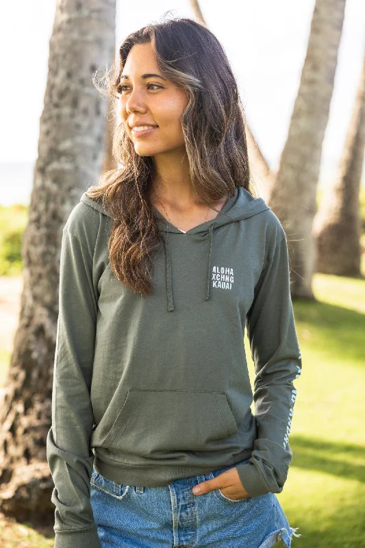 W's Kauai Map Lightweight Hoodie Hoodie with Slit Hem Functional Movement