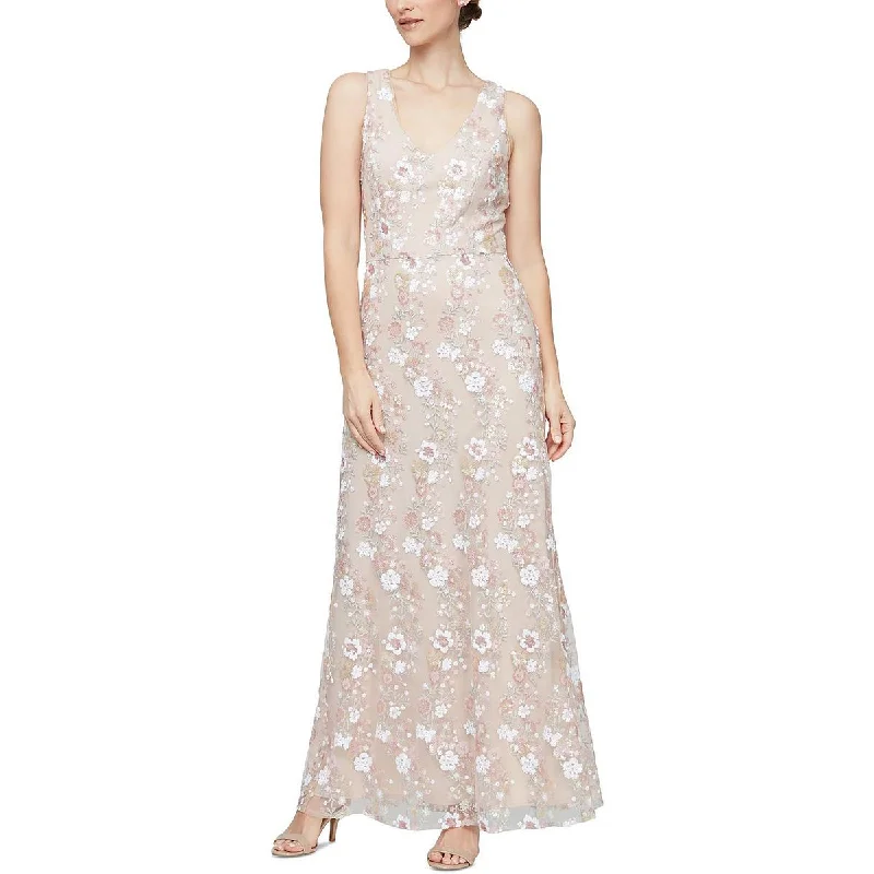 Alex & Eve Womens Floral Sequined Evening Dress Tunics Fashionable trendy