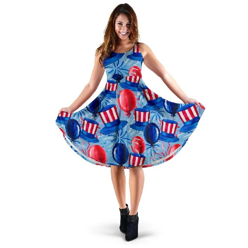 Uncle Sam Balloon Pattern Print Dress Tunics Evening elegant
