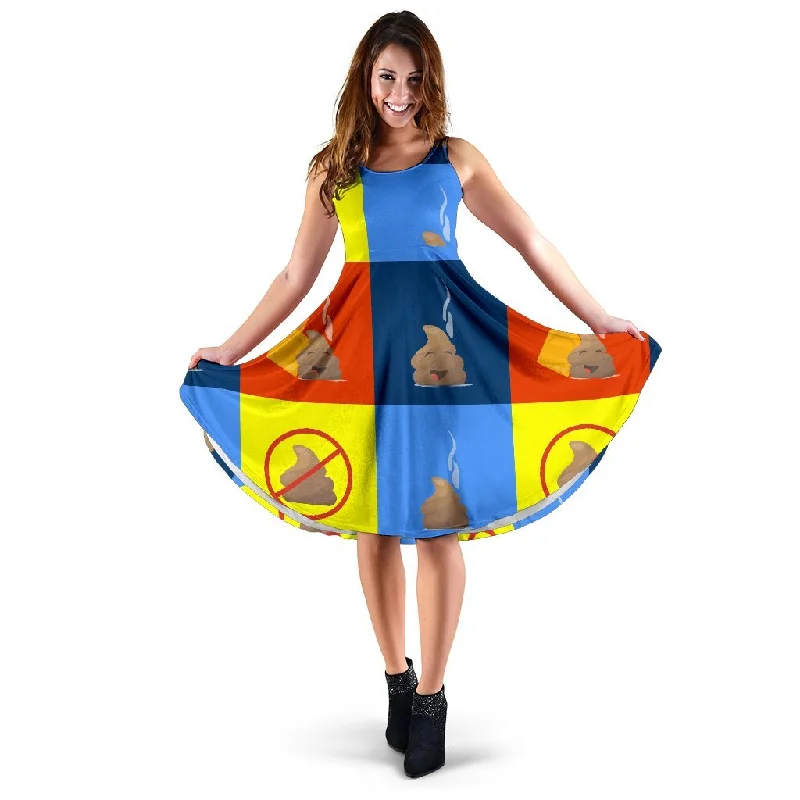 Poop Emoji Pattern Print Dress Tunics Gym athletic