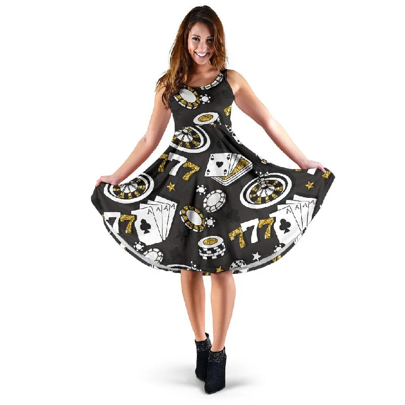 Poker Casino Print Pattern Dress Tunics Party sparkling