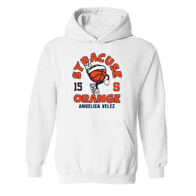 Syracuse - NCAA Women's Basketball : Angelica Velez - Fashion Shersey Hooded Sweatshirt Hoodie with Hem Raw Edge Edgy Unfinished Syracuse - NCAA Women's Basketball : Angelica Velez - Fashion Shersey Hooded Sweatshirt Hoodie with Hem Raw Edge Edgy Unfinished