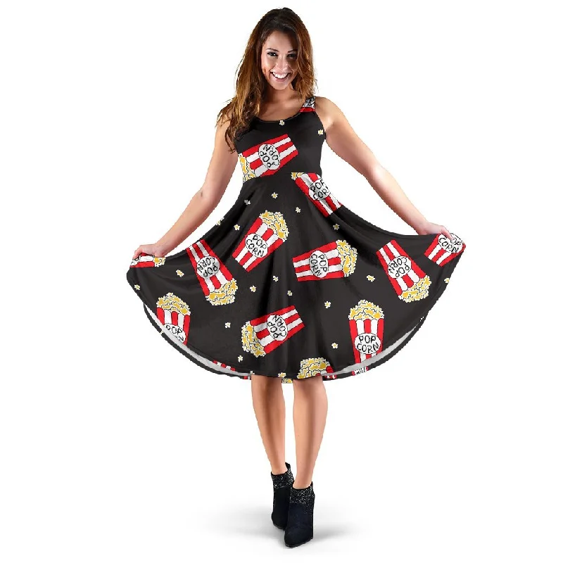 Popcorn Print Pattern Dress Tunics Velvet soft