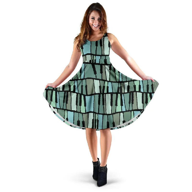 Piano Green Pattern Print Dress Tunics Essential wardrobe