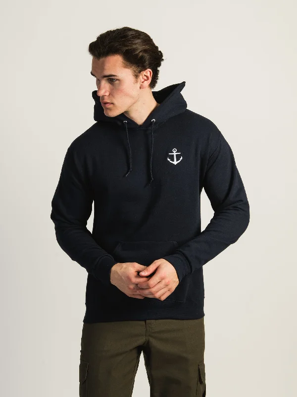 ANCHOR EMBROIDERED HOODIE Hoodie with Button Placket Classic Preppy