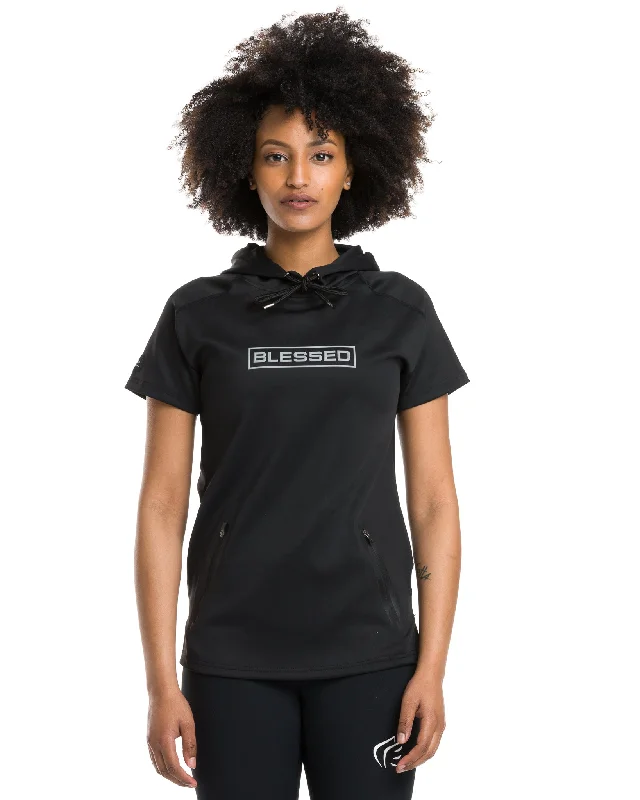 Women's Blessed Performance Tech Short Sleeve Hoodie Hoodie with Longline Fit Extended Stylish