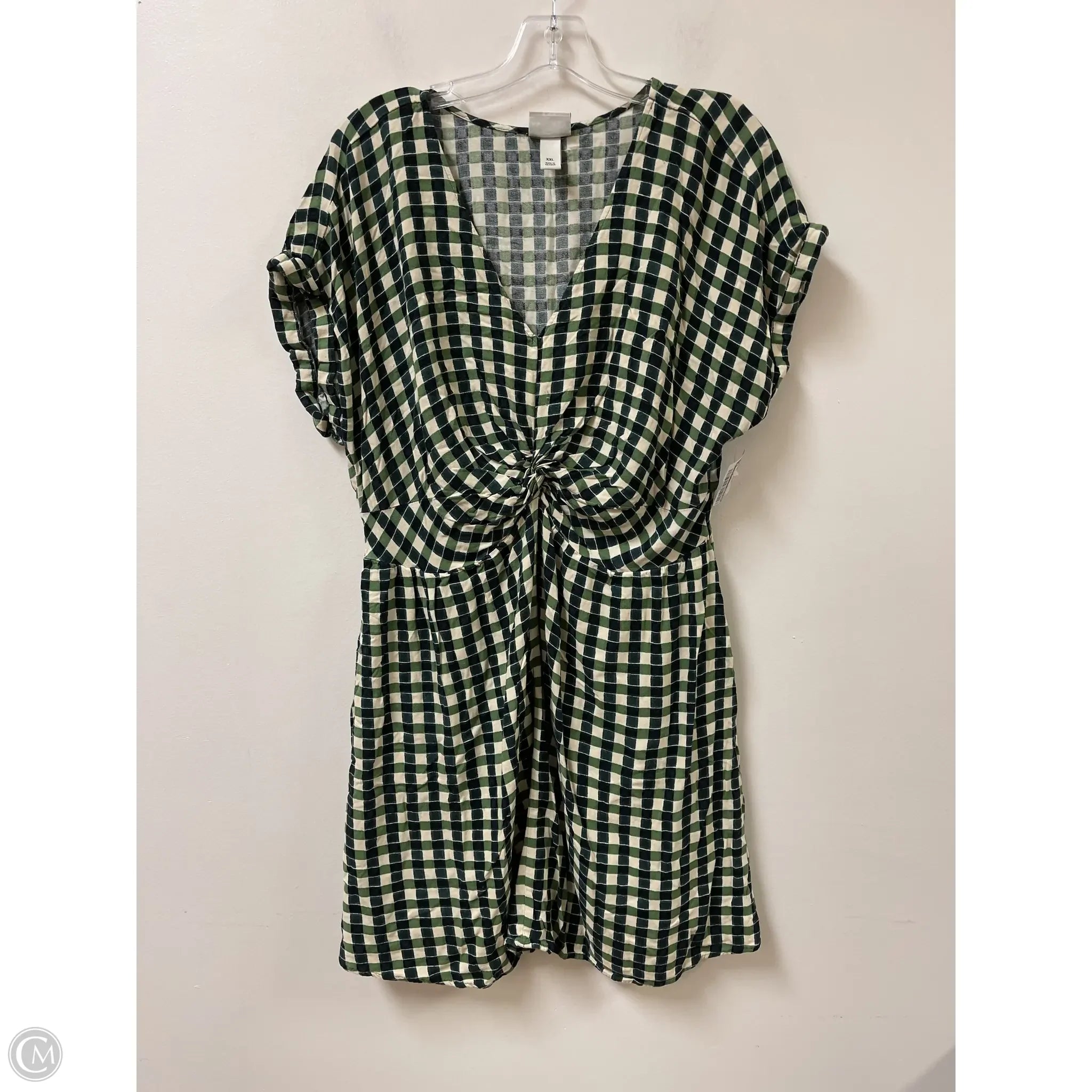Dress Casual Short By Ava & Viv In Green, Size: 2x Square Neckline Feminine