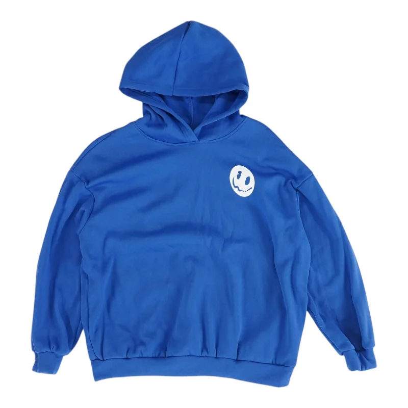 Blue Solid Hoodie Cotton Hoodie Fleece Lining Warmth