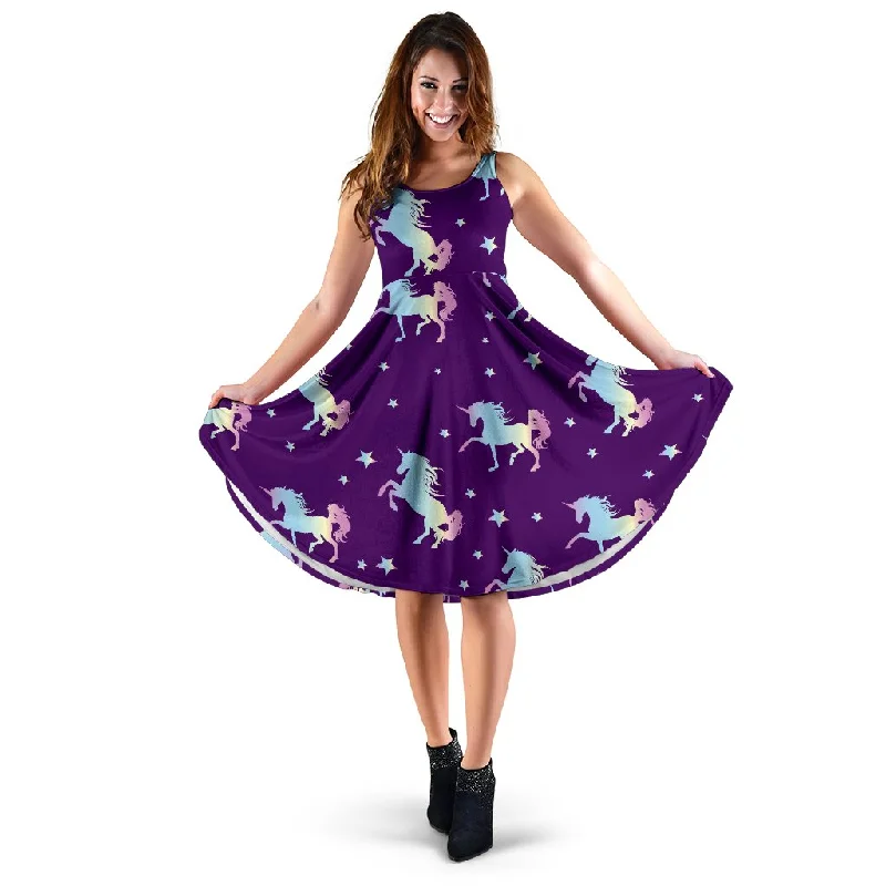 Pattern Print Unicorn Dress A-Line Day Work