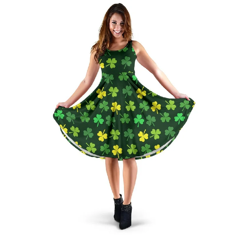 St Patrick's Day Shamrock Print Pattern Dress Tunics Solid Classic