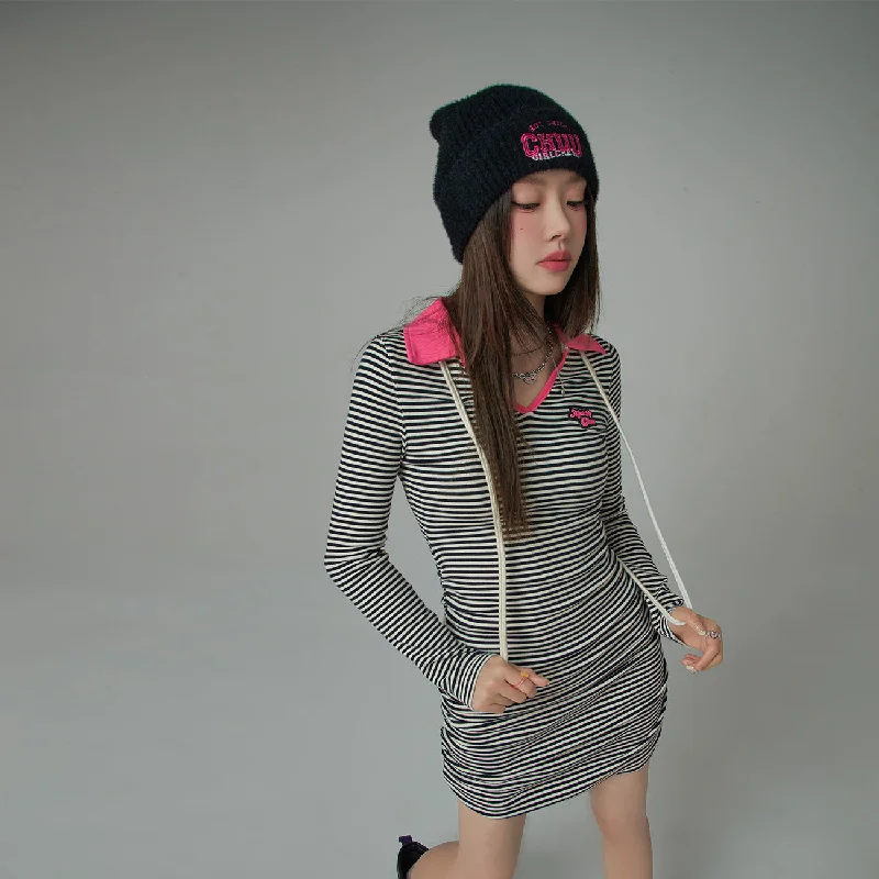 Casual Cutie Stripe V-Neck Dress Tunics Travel practical