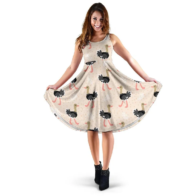 Ostrich Cute Pattern Print Dress Tunics Stylish elegant