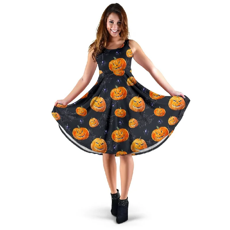 Pumpkin Halloween Print Pattern Dress Tunics Trendy modern