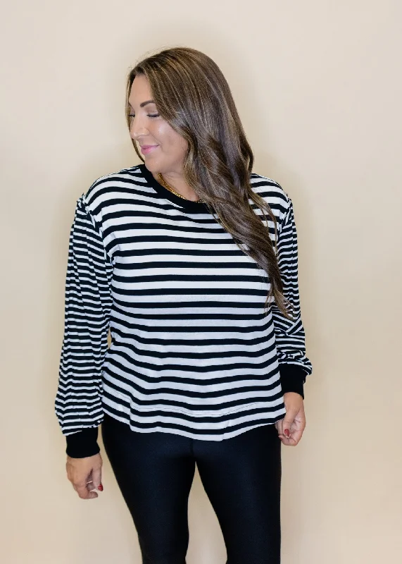 Black Stripe Sweatshirt Hoodie with Earth Tones Natural Calm