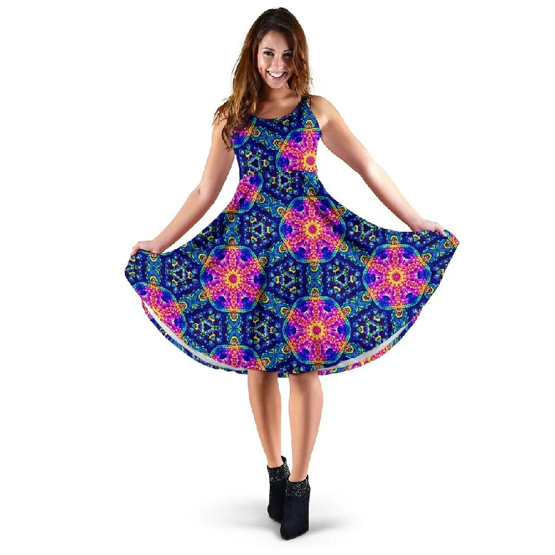 Pattern Print Kaleidoscope Dress Tunics Silk luxurious