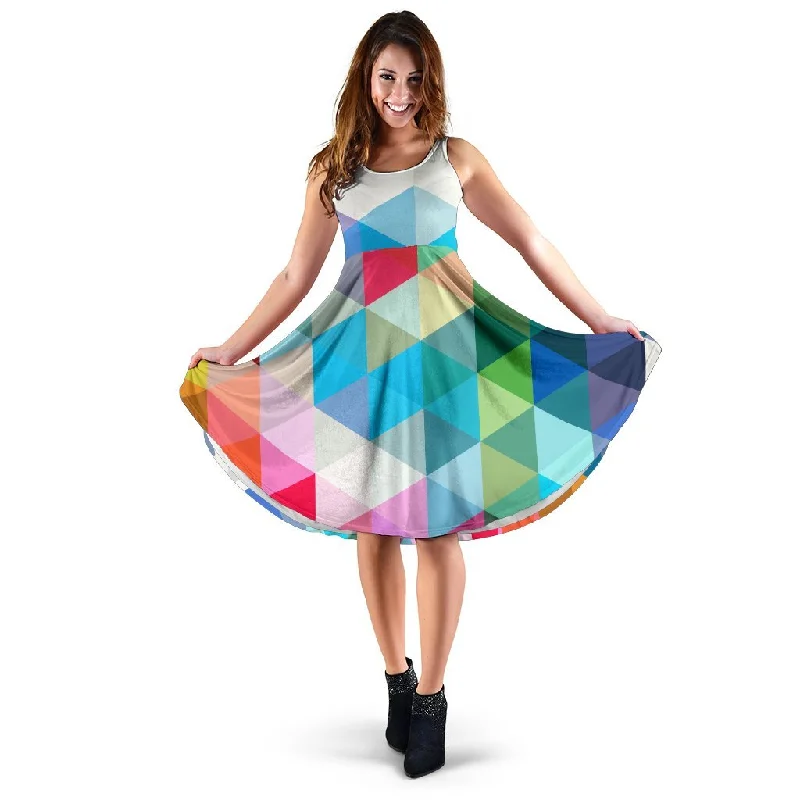 Triangle Colorful Pattern Print Dress Tunics Sale discount