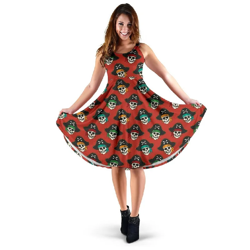 Skull Pirate Print Pattern Dress Tunics Party sparkling