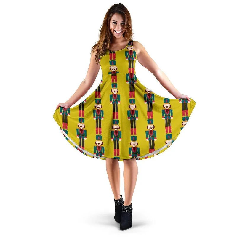 Nutcracker Yellow Pattern Print Dress Tunics Sophisticated sleek