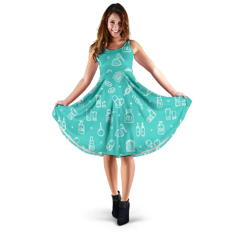 Pharmacy Pastel Print Pattern Dress Tunics Versatile all-occasion