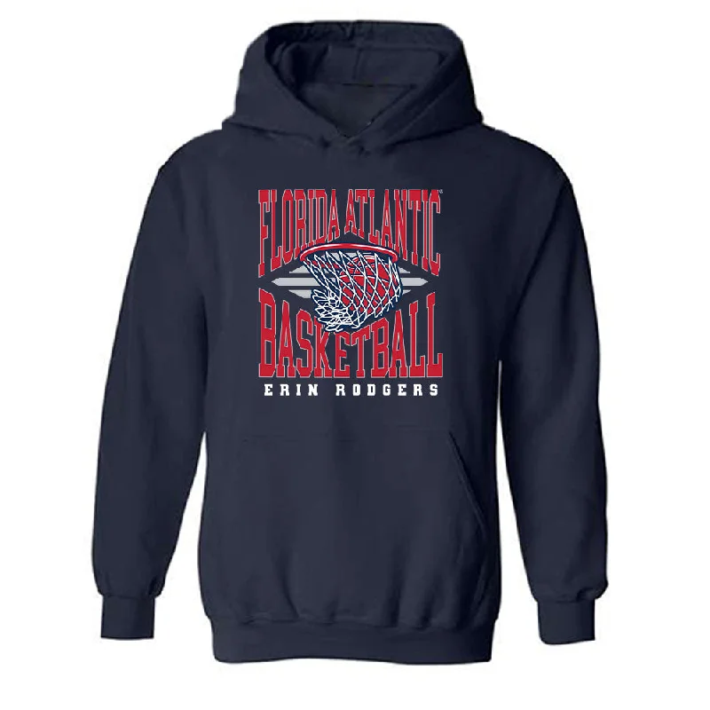 FAU - NCAA Women's Basketball : Erin Rodgers - Classic Fashion Shersey Hooded Sweatshirt Hoodie with Slit Hem Functional Movement FAU - NCAA Women's Basketball : Erin Rodgers - Classic Fashion Shersey Hooded Sweatshirt Hoodie with Slit Hem Functional Movement