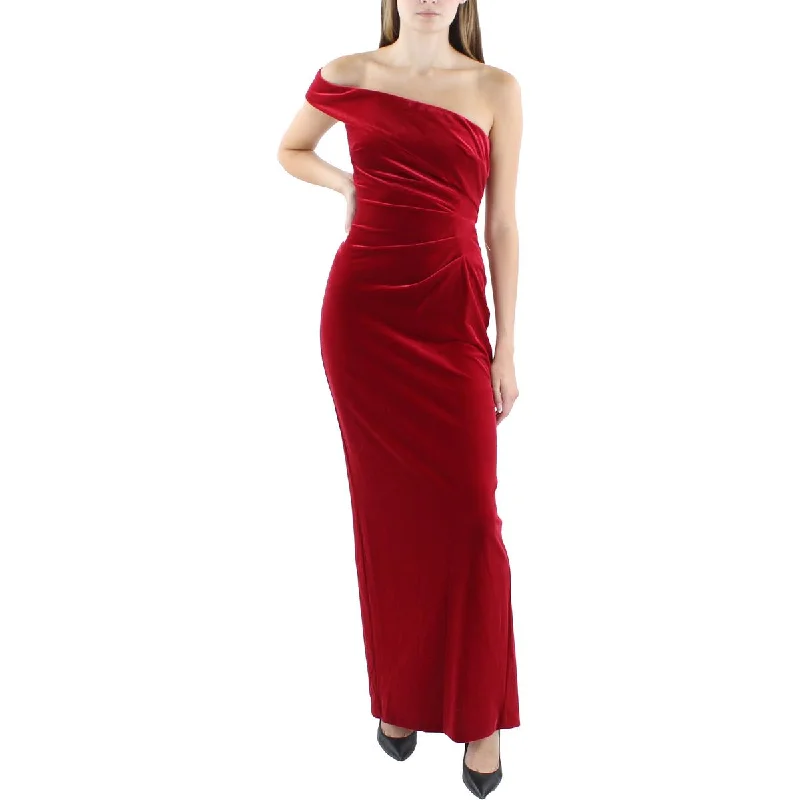 Xscape Womens Velvet Ruched Evening Dress Boatneck Modish Everyday