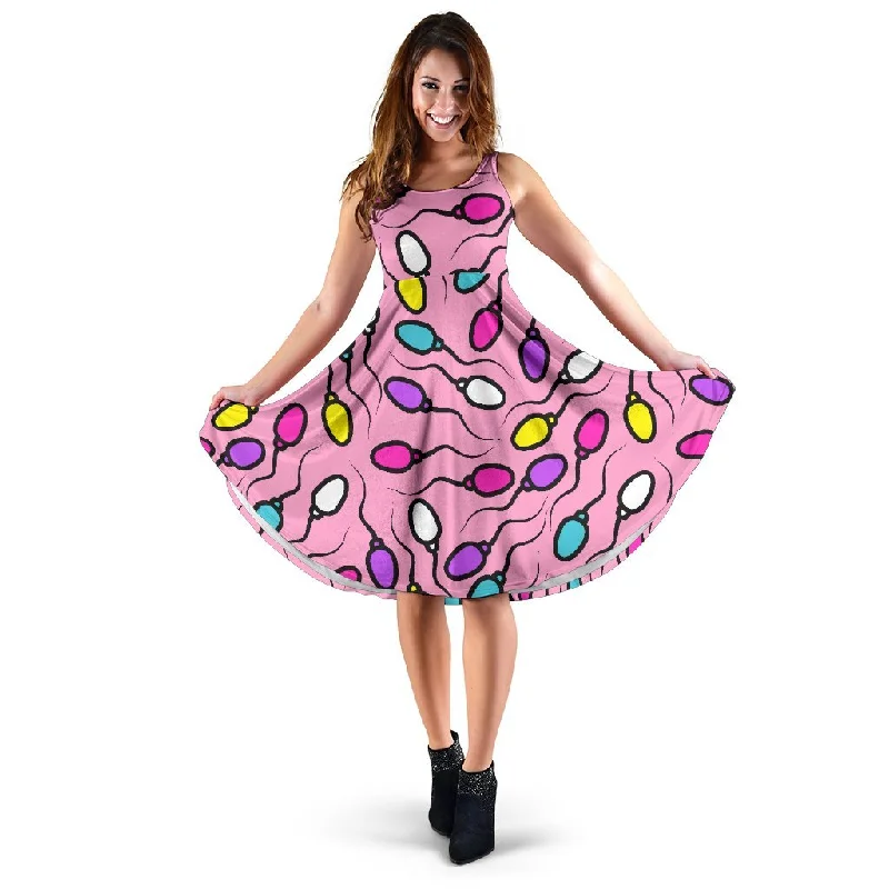 Sperm Anatomy Pattern Print Dress Tunics Yoga stretchy