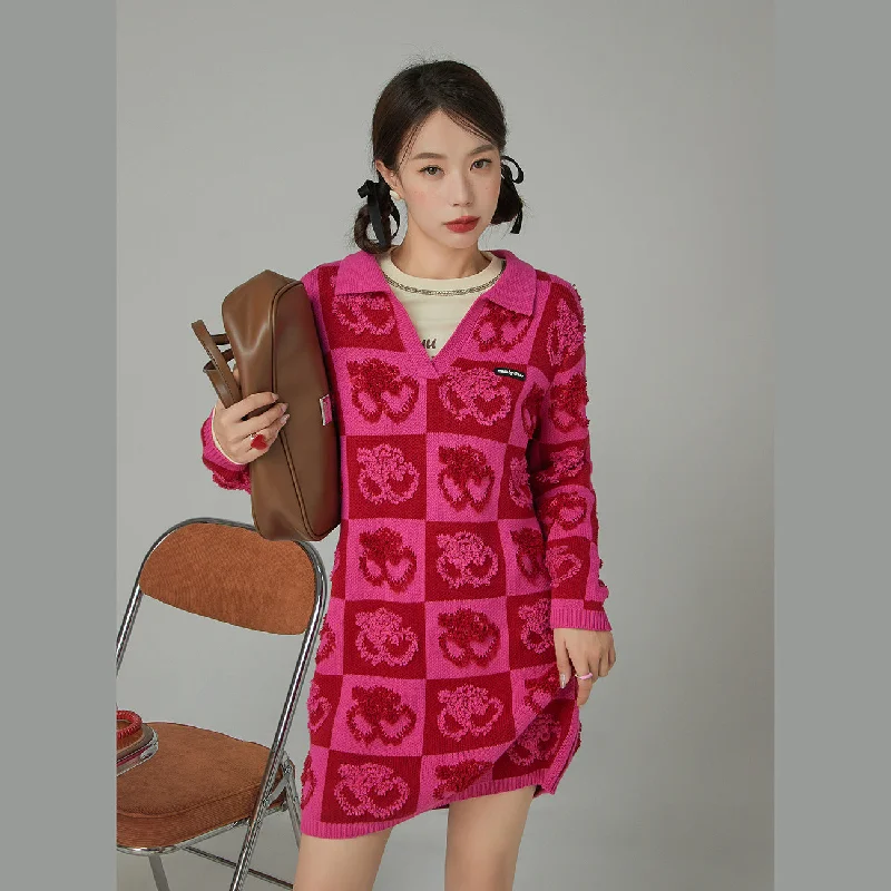 Love In Space Open Collar Knit Dress Tunics Trousers formal