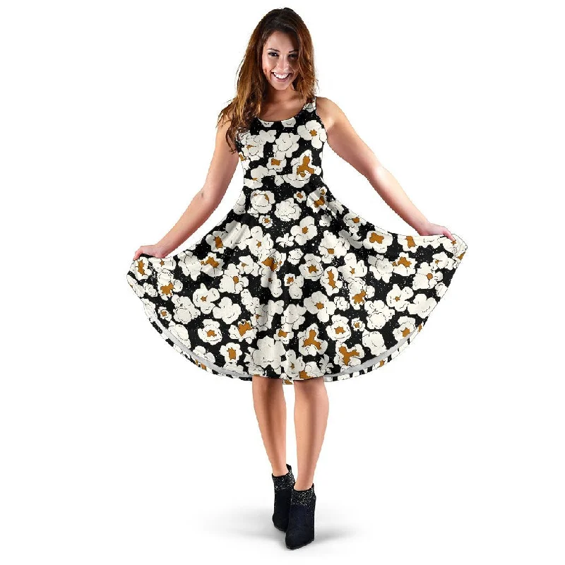 Popcorn Pattern Print Dress Tunics Corduroy durable