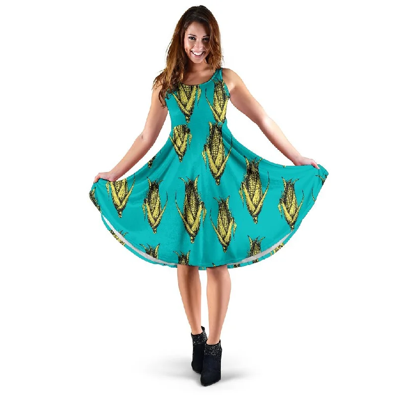 Pattern Print Corn Dress Tunics Yoga stretchy