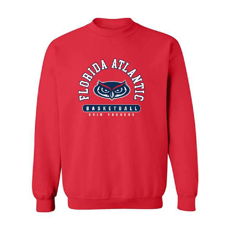 FAU - NCAA Women's Basketball : Erin Rodgers - Classic Fashion Shersey Crewneck Sweatshirt Hoodie with Back Slit Movement Comfort FAU - NCAA Women's Basketball : Erin Rodgers - Classic Fashion Shersey Crewneck Sweatshirt Hoodie with Back Slit Movement Comfort