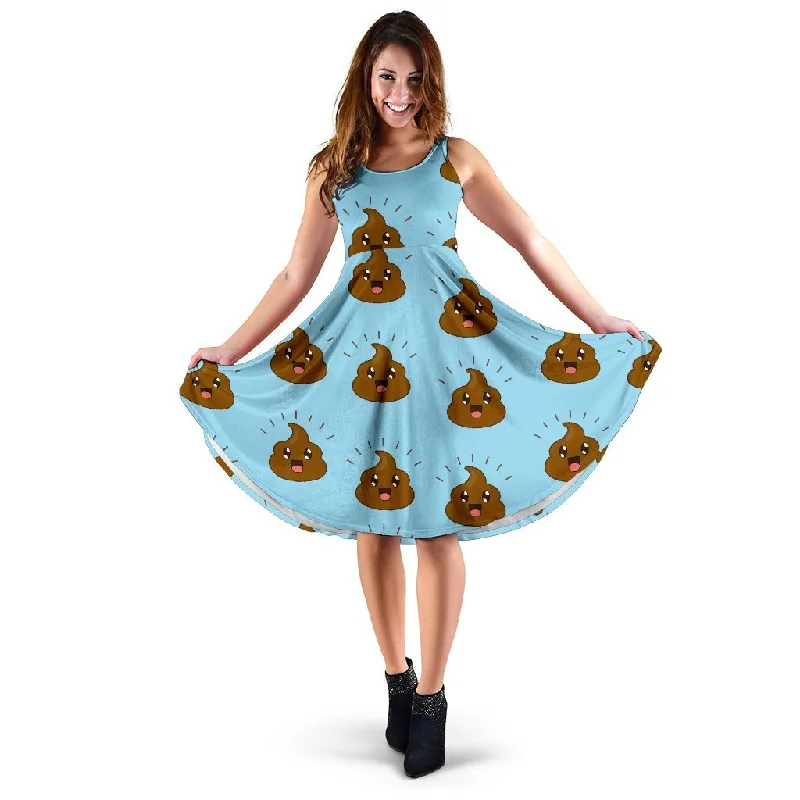 Poop Emoji Print Pattern Dress Tunics Yoga stretchy