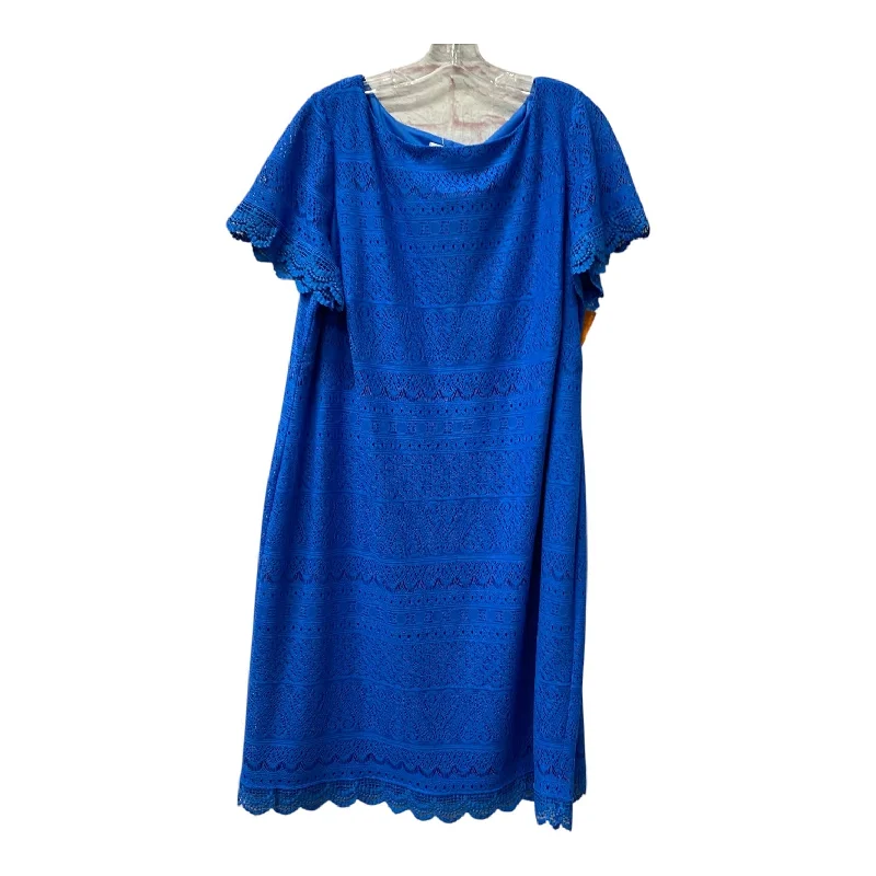 Dress Casual Midi By London Times In Blue, Size:2X Tunics Denim casual