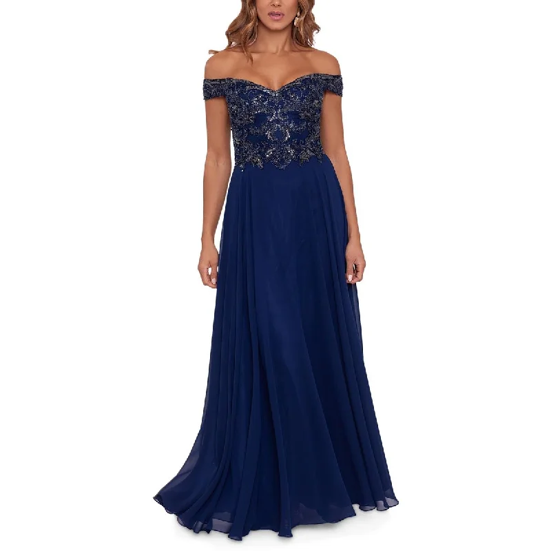 Xscape Womens Petites Beaded Chiffon Evening Dress Tunics Top rated