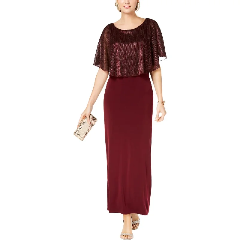 Connected Apparel Womens Plus Metallic Capelet Evening Dress Tunics Brand named