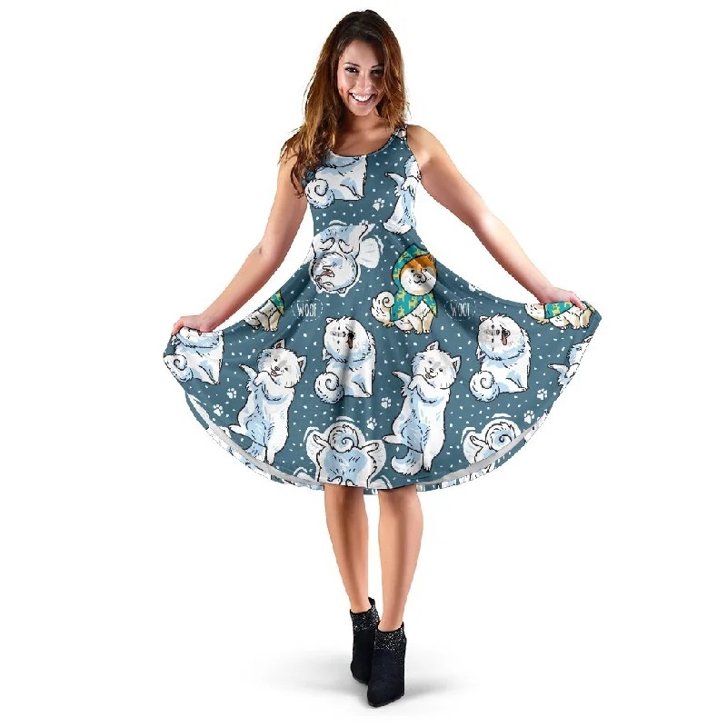Somoyed Dog Print Pattern Dress Tunics Hiking breathable