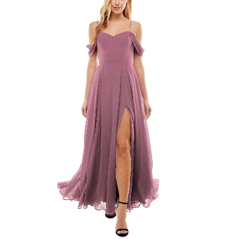 City Studios Womens Juniors Chiffon Lace Up Evening Dress Tunics Wedding white