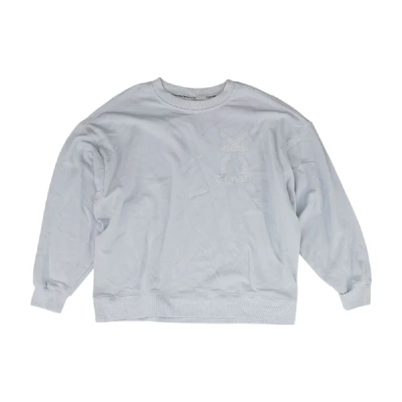 Blue Solid Sweatshirt Hoodie with High Neck Warm Protective