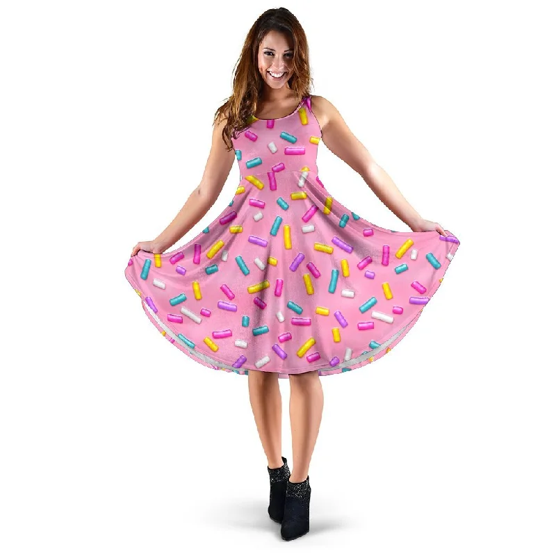 Pink Candy Pattern Print Dress Tunics Handmade artisanal