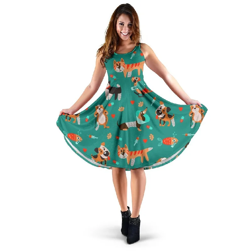 Veterianary Animal Pattern Print Dress Tunics Chic fashionable