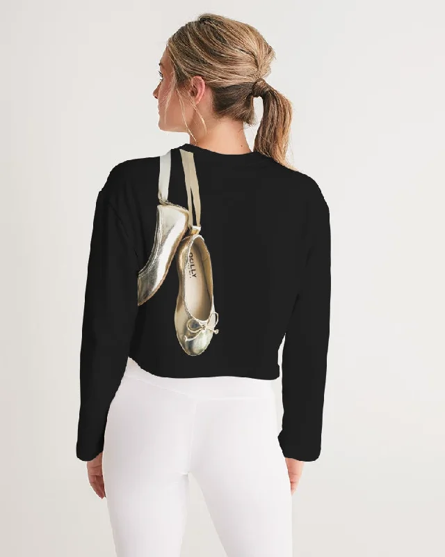 NOT WITHOUT MY DOLLY BALLERINAS WITH GOLD BALLERINAS Women's Cropped Sweatshirt Hoodie with Longline Fit Extended Stylish NOT WITHOUT MY DOLLY BALLERINAS WITH GOLD BALLERINAS Women's Cropped Sweatshirt Hoodie with Longline Fit Extended Stylish