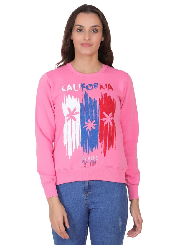 Hiflyers Women Pink Regular Fit Printed Round Neck Sweatshirt Hoodie with Cuffed Sleeves Snug Secure Hiflyers Women Pink Regular Fit Printed Round Neck Sweatshirt Hoodie with Cuffed Sleeves Snug Secure