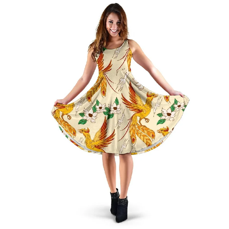 Phoenix Floral Pattern Print Dress Tunics Luxurious high-end