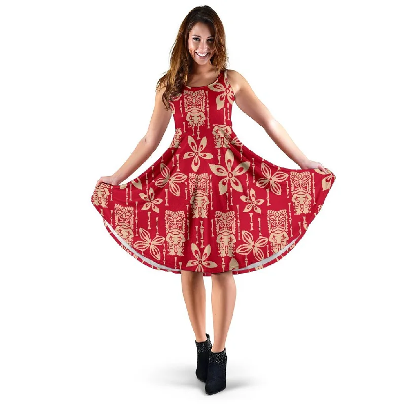 Tiki Hawaiian Pattern Print Dress Tunics Cozy comfortable