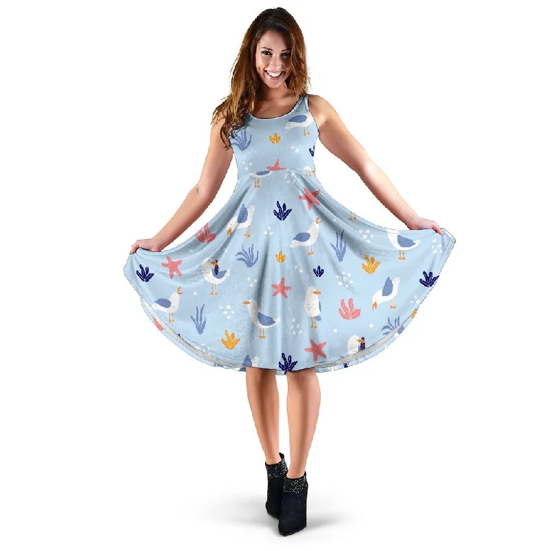 Seagull Print Pattern Dress Tunics Modern contemporary