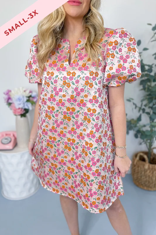 Cindy Floral Embroidered Puff Sleeve Dress Tunics Exclusive limited