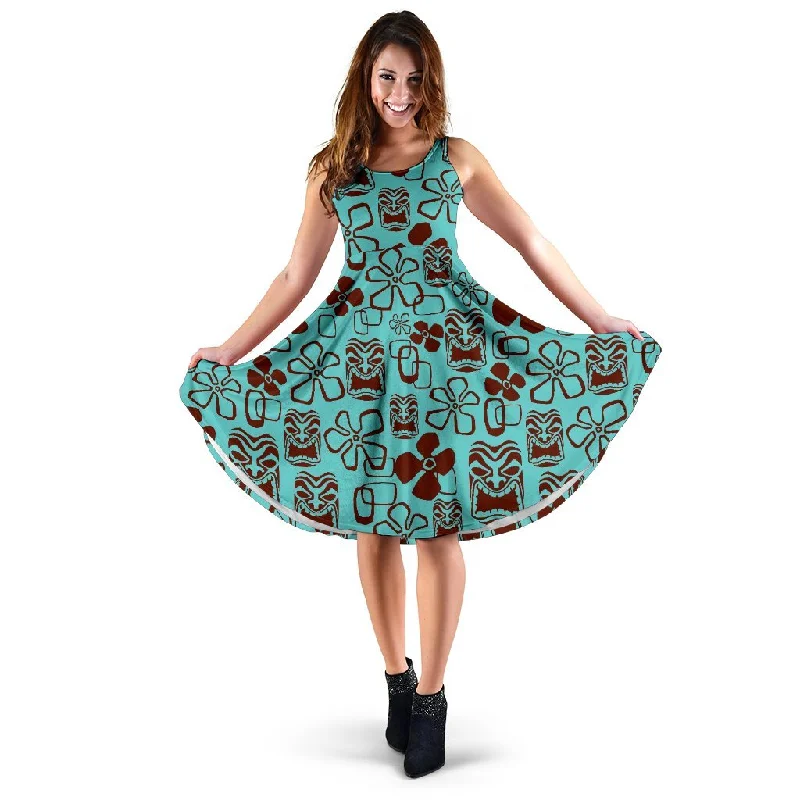 Tiki Hibiscus Pattern Print Dress Tunics Luxurious premium