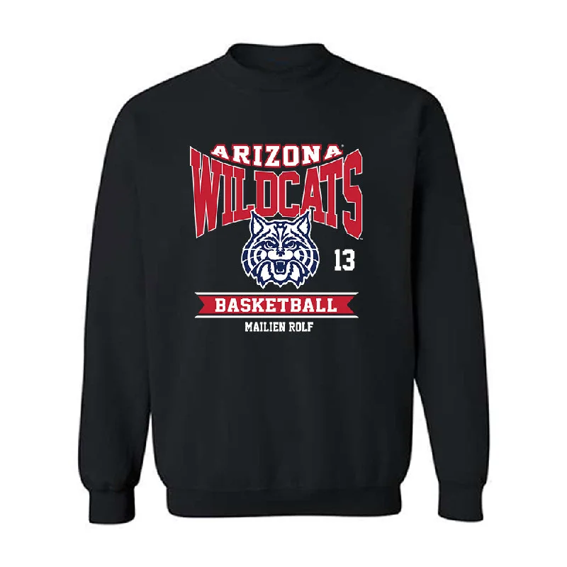 Arizona - NCAA Women's Basketball : Mailien Rolf - Classic Fashion Shersey Crewneck Sweatshirt Hoodie with Typography Text Message Arizona - NCAA Women's Basketball : Mailien Rolf - Classic Fashion Shersey Crewneck Sweatshirt Hoodie with Typography Text Message