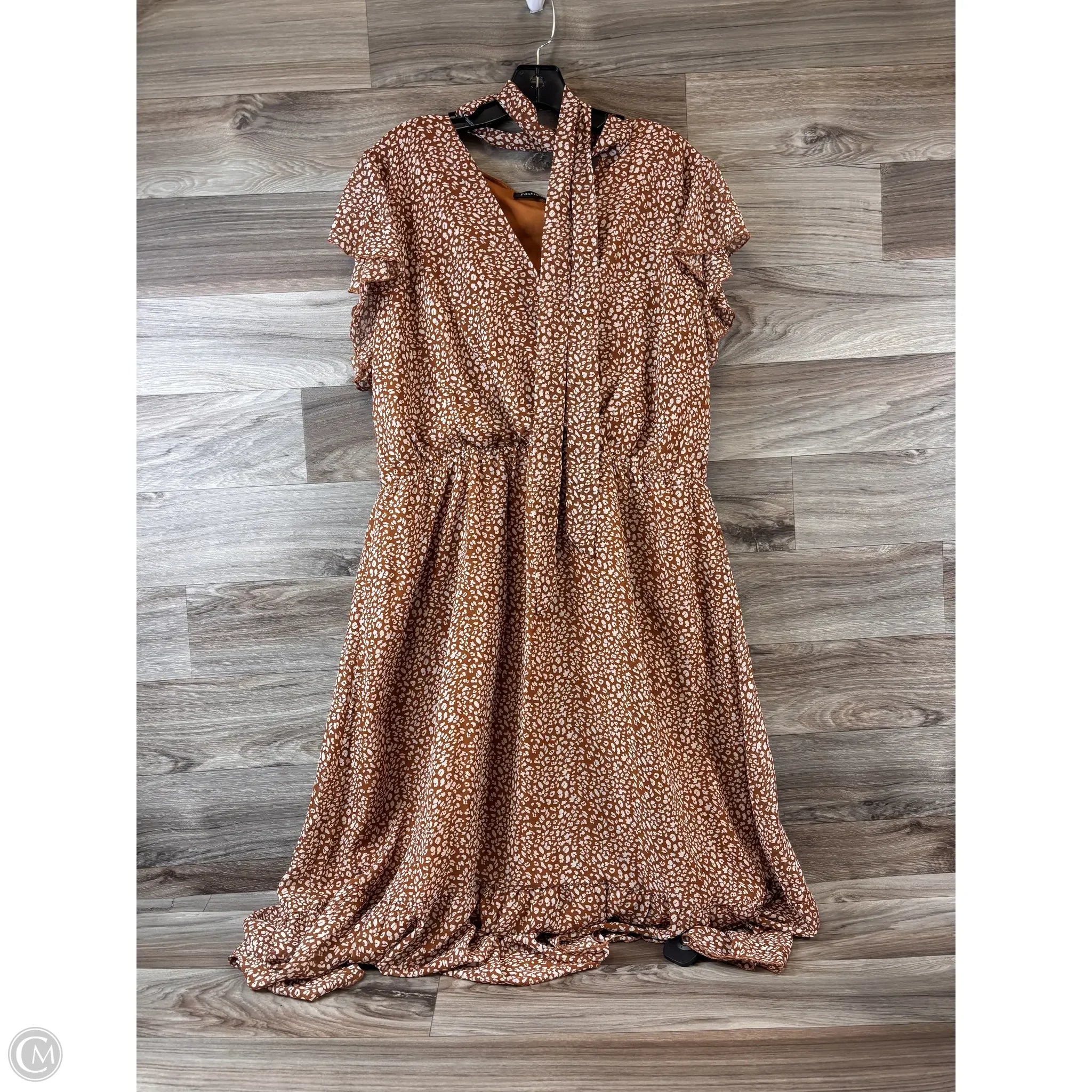 Dress Casual Midi By Clothes Mentor In Brown, Size: Xxl Tunics Running lightweight